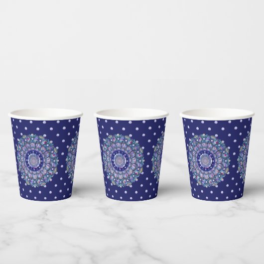 Gobelets En Papier Rosace bleue (Multi)