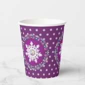 Gobelets En Papier Rosace rouge cardinale et flocon de neige (Recto)