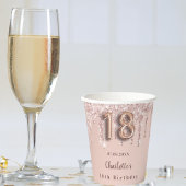 Gobelets En Papier rose de 18ème anniversaire parties scintillant gou