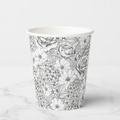 Gobelets En Papier Rose de jardin Flower B&W Motif (Verso)