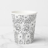 Gobelets En Papier Rose de jardin Flower B&W Motif (Droite)
