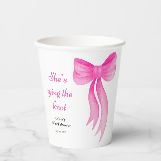 Gobelets En Papier Rose Elle se marie Shower de Mariée (Recto)