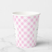Gobelets En Papier Rose et blanc En vichy Motif Oh Baby shower (Droite)
