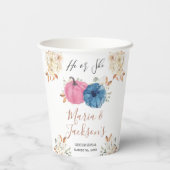 Gobelets En Papier Rose et bleu Citrouille Floral Genre Révéler Blanc (Verso)