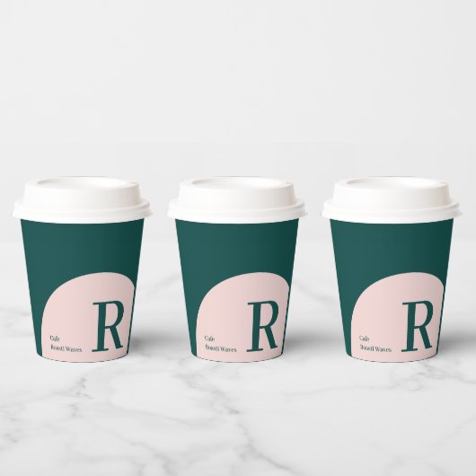 Gobelets En Papier Rose et vert | Bloc de couleur Affaires Café perso (Multi)