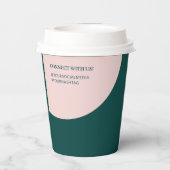 Gobelets En Papier Rose et vert | Bloc de couleur Affaires Café perso (Verso)