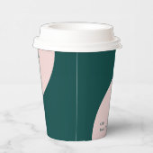 Gobelets En Papier Rose et vert | Bloc de couleur Affaires Café perso (Droite)
