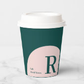 Gobelets En Papier Rose et vert | Bloc de couleur Affaires Café perso (Recto)