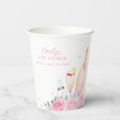 Gobelets En Papier Rose Fleur Poppin Champagne Bouteilles Baby shower (Verso)