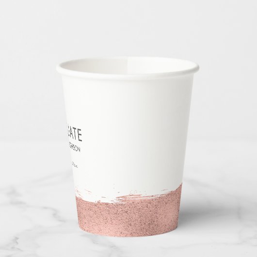 Gobelets En Papier Rose Gold Brushstroke Graduation (Gauche)