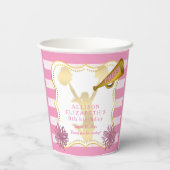 Gobelets En Papier Rose | Gold Cheer Pom-pom girl Fille fête d'annive (Verso)