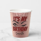 Gobelets En Papier Rose Gold Drips Anniversaire 18e | 21e | 40e | 50e (Verso)