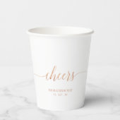 Gobelets En Papier Rose Gold Elegant Script Cheers Custom Party (Verso)