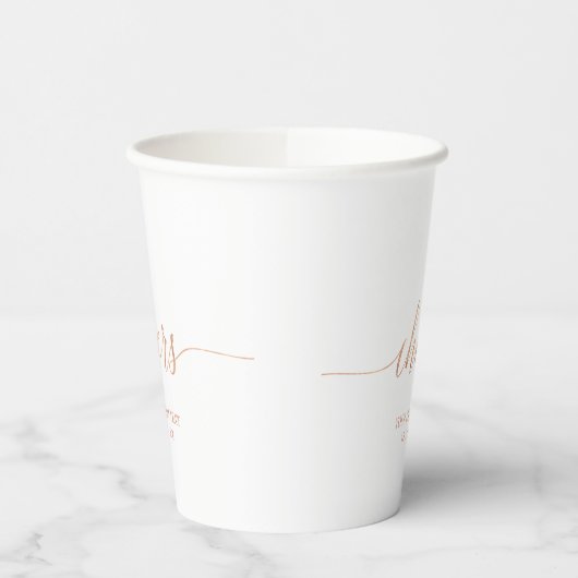 Gobelets En Papier Rose Gold Elegant Script Cheers Custom Party (Gauche)