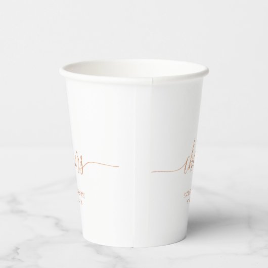 Gobelets En Papier Rose Gold Elegant Script Cheers Custom Party (Droite)