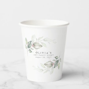 Gobelets En Papier Rose Gold Eucalyptus Vert Boho Dreamy