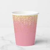 Gobelets En Papier Rose Gold Glitter Monogram Nom (Verso)