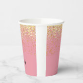 Gobelets En Papier Rose Gold Glitter Monogram Nom (Gauche)