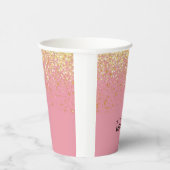 Gobelets En Papier Rose Gold Glitter Monogram Nom (Droite)