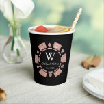 Gobelets En Papier Rose Gold Monogram Poker Chip Casino Mariage<br><div class="desc">Célébrez dans le style avec ces tasses de papier mariage modernes et très tendance. Ce design est facile à personnaliser avec votre libellé d'événement spécial et vos invités seront ravis quand ils verront ces fabuleuses tasses.</div>
