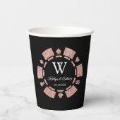 Gobelets En Papier Rose Gold Monogram Poker Chip Casino Mariage (Verso)