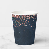 Gobelets En Papier Rose Gold Navy Blue 1er anniversaire fête (Verso)