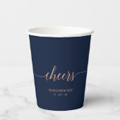 Gobelets En Papier Rose Gold Navy Élégant Script Chefs Personnalisé (Verso)