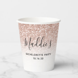 Gobelets En Papier Rose Gold Parties scintillant rose Bachelorette No