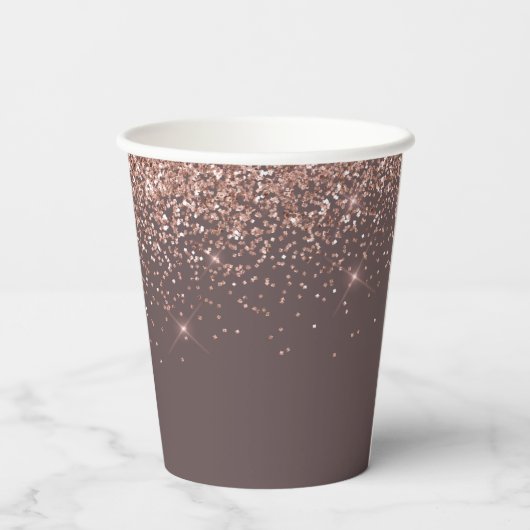 Gobelets En Papier Rose Gold Terracotta Pailleté Monogramme (Verso)