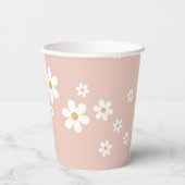 Gobelets en papier rose groovy rétro Daisy (Verso)