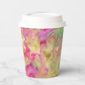 Gobelets En Papier Rose, jaune et or, marbre vert (Gauche)