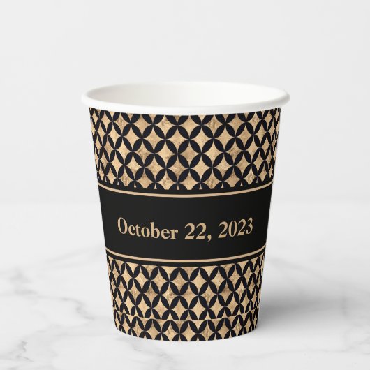 Gobelets En Papier Rose or diamant art déco géométrique partie (Verso)