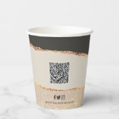 Gobelets En Papier Rose or rose élégant moderne girly prix QR code (Verso)