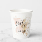 Gobelets En Papier Rose & Or Soixante et fabuleux 60e fête d'annivers (Verso)