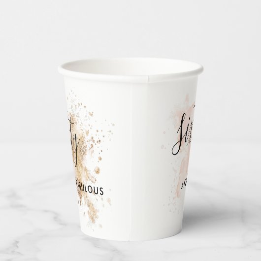 Gobelets En Papier Rose & Or Soixante et fabuleux 60e fête d'annivers (Droite)