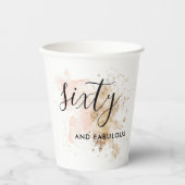 Gobelets En Papier Rose & Or Soixante et fabuleux 60e fête d'annivers (Recto)