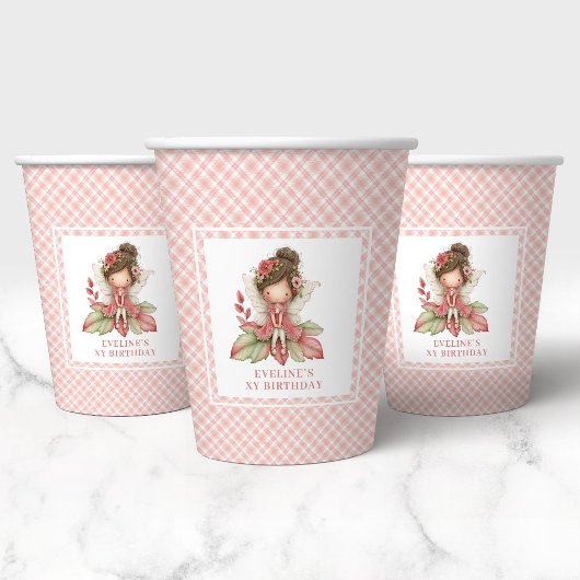Gobelets en papier Rose Pâle Fée Caprice 2ème Anni
