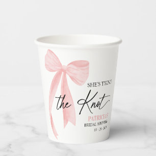 Gobelets En Papier Rose Pâle Nœud Elle Attache le Nœud Réception de M