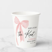 Gobelets En Papier Rose Pâle Ruban Elle Attache le Nœud Mariage Cérém (Recto)