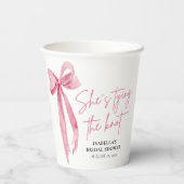 Gobelets En Papier Rose Pâle Ruban Elle Attache le Nœud Mariée Lancem (Verso)