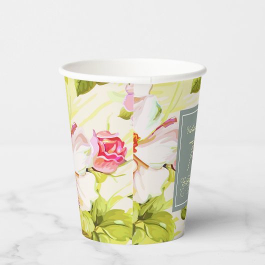 Gobelets En Papier Rose Peonies 70e anniversaire de la coupe de papie (Droite)
