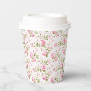 Gobelets En Papier Rose romantique de cottage rose
