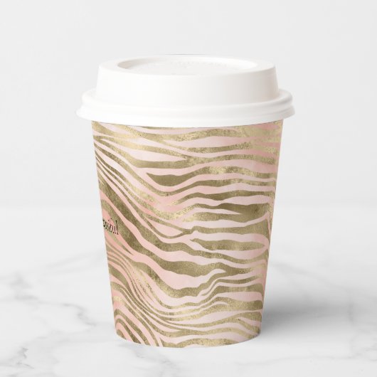 Gobelets En Papier Rose rose Blush Gold Zebra Poster de animal (Gauche)
