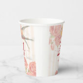 Gobelets En Papier Rose rose, Oiseau 21e Coupe d'anniversaire (Droite)