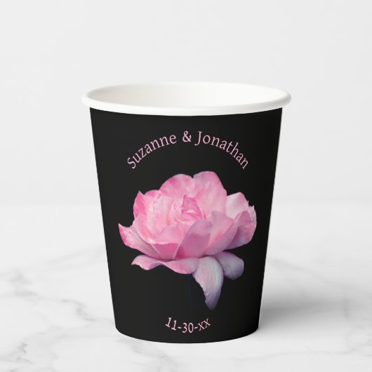 Gobelets En Papier Rose rose Personnalisé Mariage Mariée (Verso)