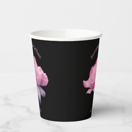 Gobelets En Papier Rose rose Personnalisé Mariage Mariée (Gauche)