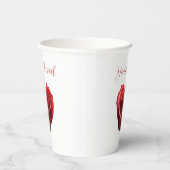 Gobelets En Papier Rose rouge en forme de coeur - Vous êtes aimés - (Droite)