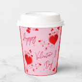 Gobelets En Papier Rose - Saint Valentin Fête du Coeur Rouge (Recto)