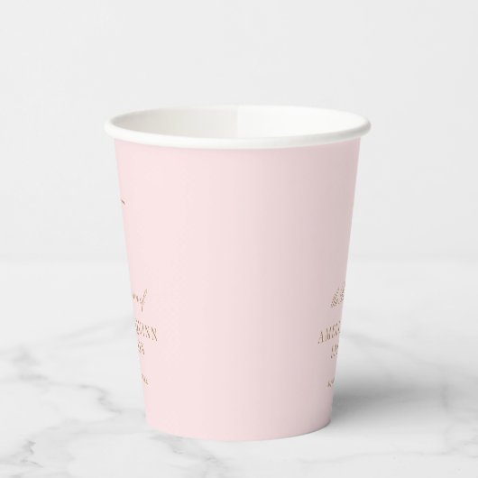 Gobelets En Papier Rose Simple Elegant Gold Cross Baptism Christening (Gauche)