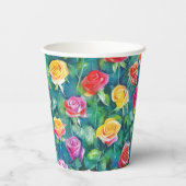 Gobelets En Papier Rosebushes blooming watercolor pattern (Verso)